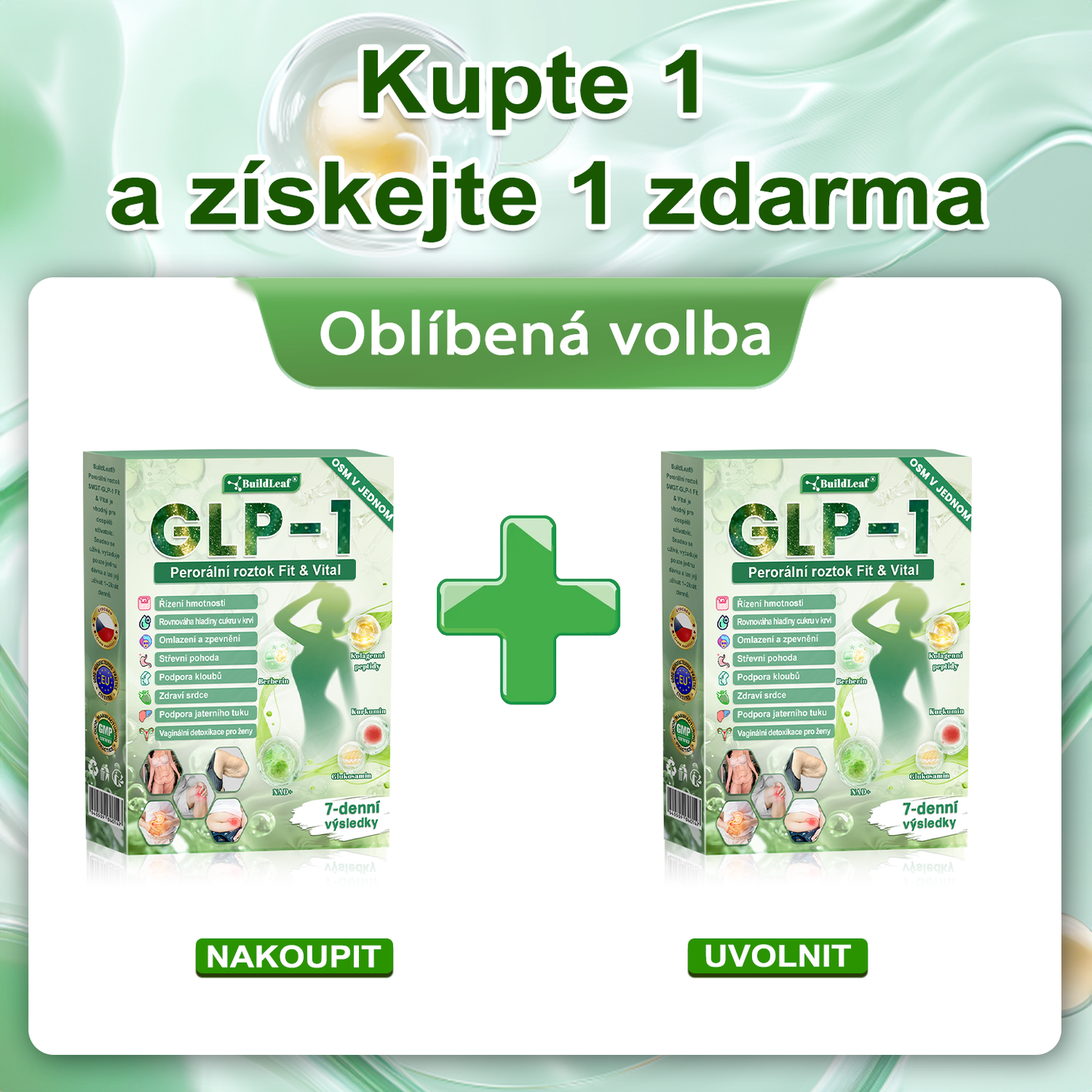 🎁💚🎁 Gratulujeme! Dnes patříte mezi šťastné zákaznice – získáváte až 50% slevu!Podpořte své tělo, rovnováhu a energii s BuildLeaf® – lehkost, vitalita a sebevědomí každý den! ✨