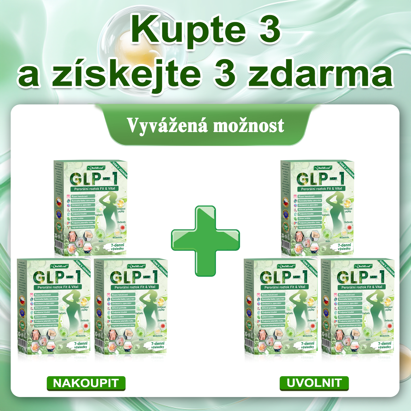 🎁💚🎁 Gratulujeme! Dnes patříte mezi šťastné zákaznice – získáváte až 50% slevu!Podpořte své tělo, rovnováhu a energii s BuildLeaf® – lehkost, vitalita a sebevědomí každý den! ✨