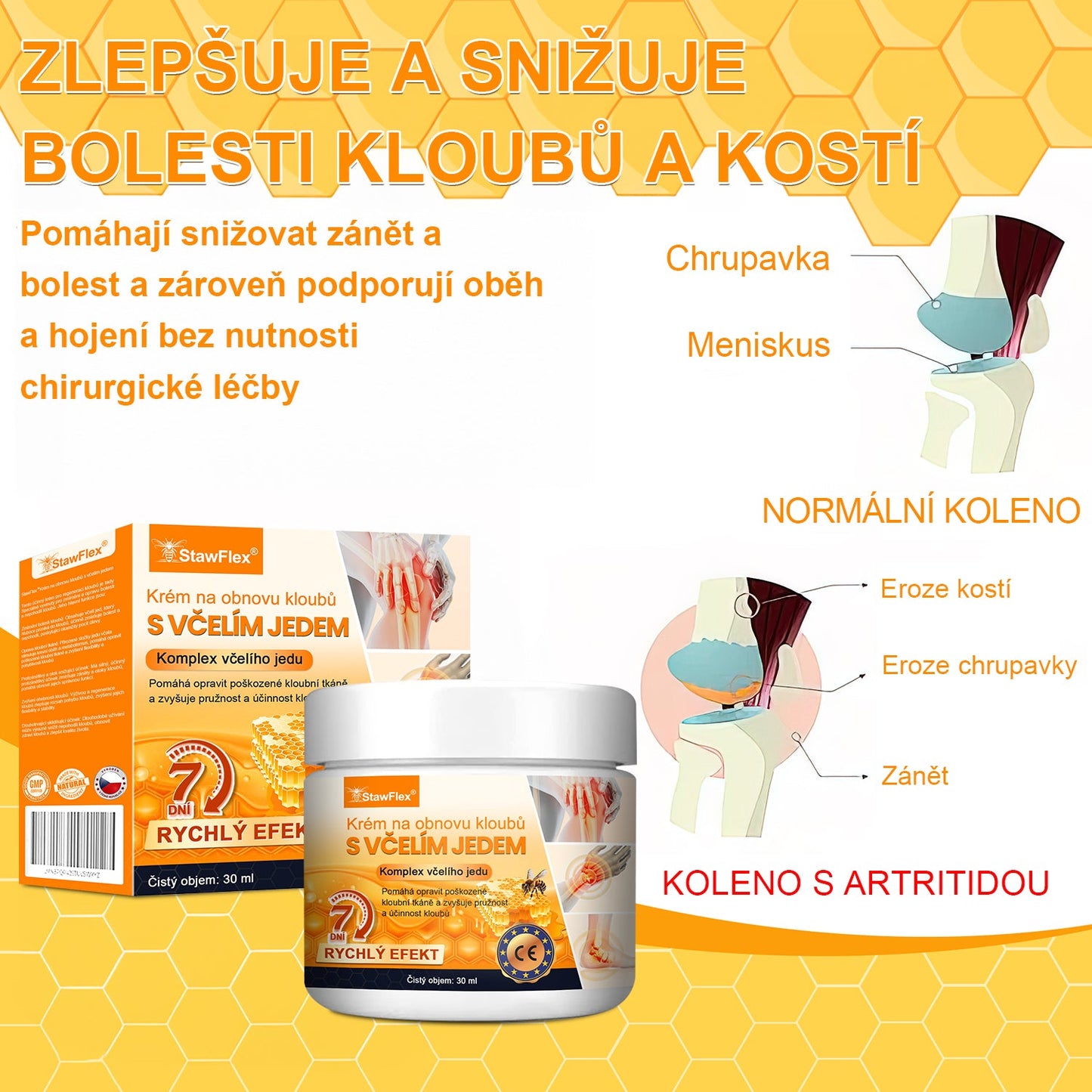 🐝🔥StawFlex® Krém na obnovu kloubů s včelím jedem (Novozélandský včelí extrakt - speciálně pro ortopedické problémy a bolest kloubů vyvinutý výzkumem a vývojem)