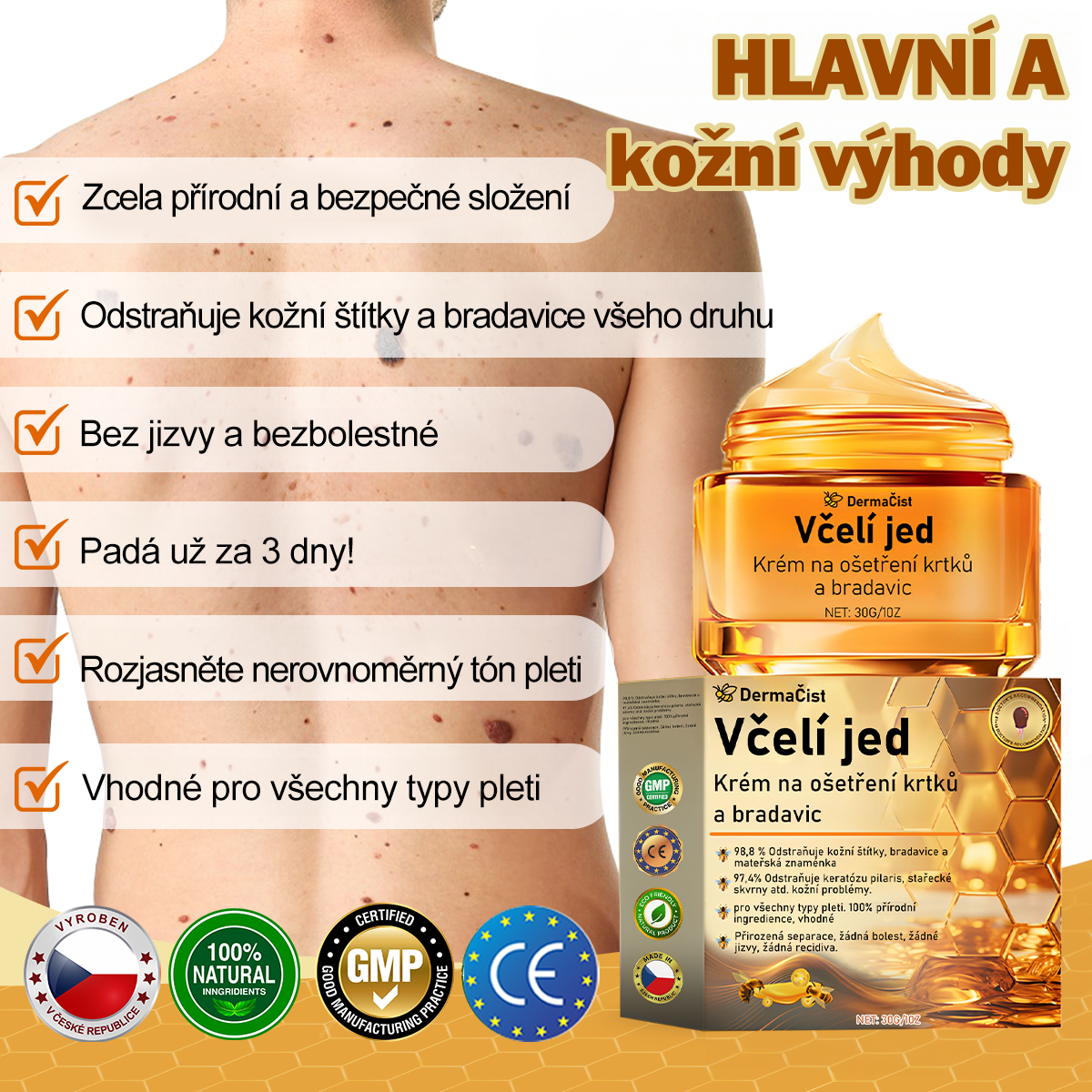 💎💎💎[✨Oficiální značkový obchod✨] DermaČist™ Včelí jed Krém na ošetření krtků a bradavic (👨‍⚕️ČDS DOPORUČUJE)