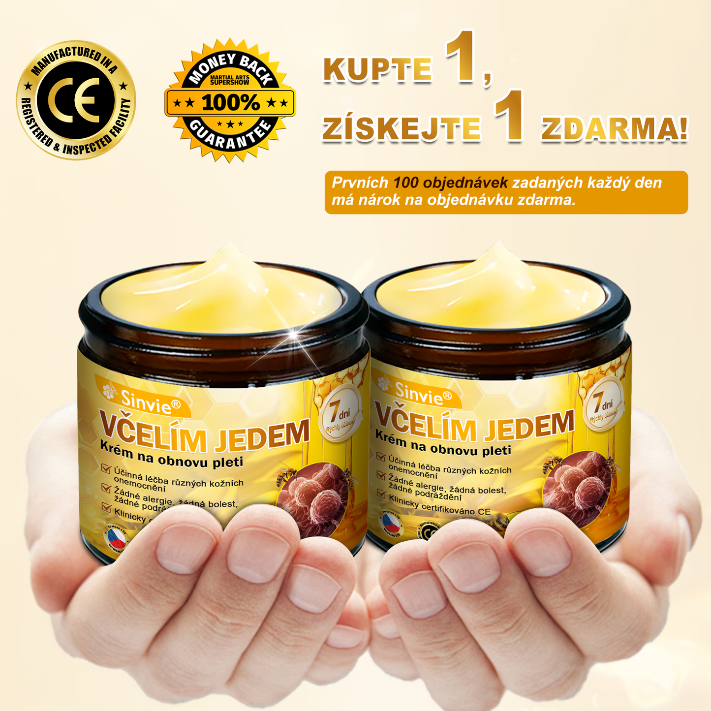 💛💛 Sinvie® Krém na obnovu pleti s včelím jedem ✅CE schváleno 👨‍⚕ Doporučeno dermatology - 50ml